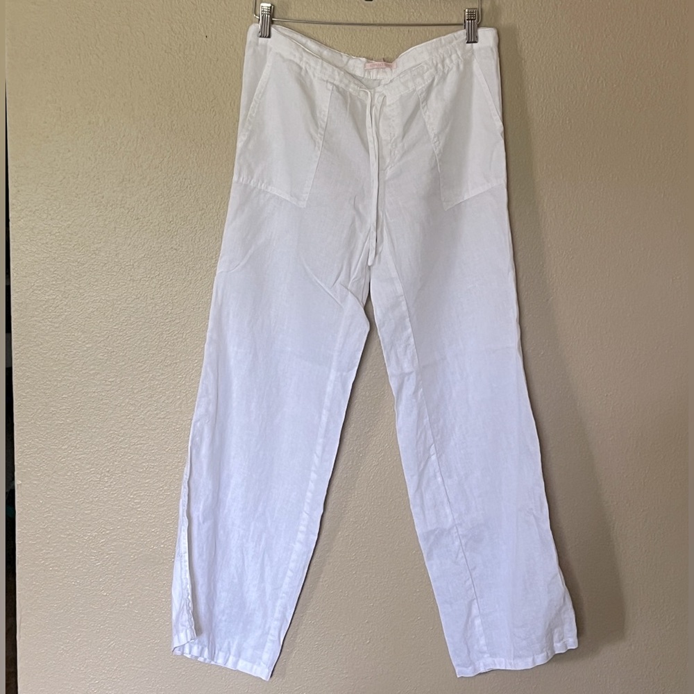 White Linen Pants w/ Pockets Small Victoria’s Secret 0